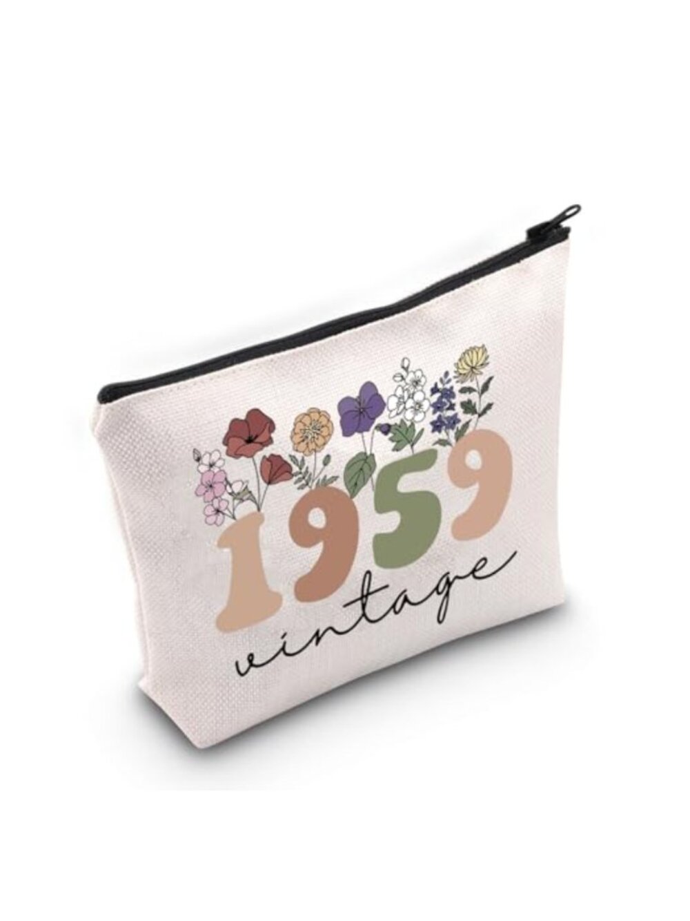 66th Birthday Gift Makeup Bag Canvas Zipper Pouch Cosmetic Case